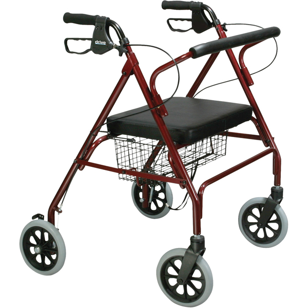 Heavy Duty Bariatric Rollator Walker with Large Padded Seat - Blue - Click Image to Close